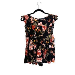 American Eagle Sleeveless Floral Peplum Top Women's L Fairy Flutter Whimsigoth